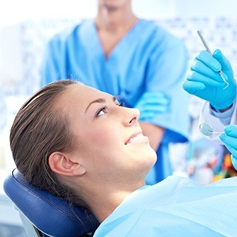 Woman in dental chair