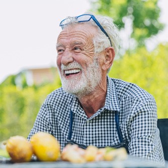 man smiling outside