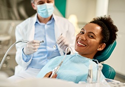Woman smiling during dental checkup