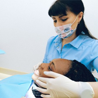 Woman at consultation for teeth whitening